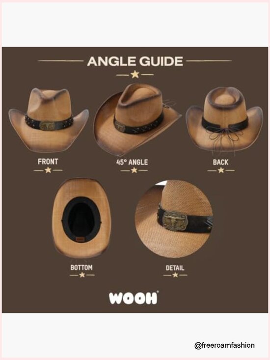 Straw Cowboy Hat with Wide Brim for Western Outfits main image 3